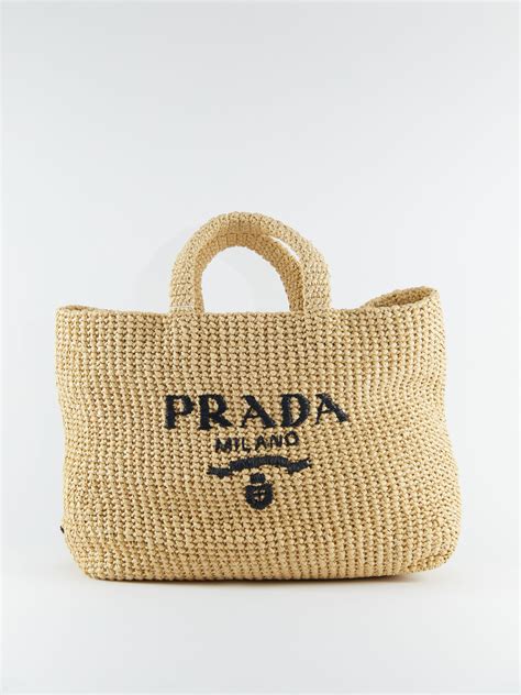 prada logo raffia tote bag|Prada large raffia tote.